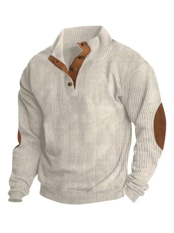 Men's Versatile Corduroy Outdoor Jacket - Stylish Stand-Up Collar Long Sleeve Sweatshirt for All Seasons - MENLL